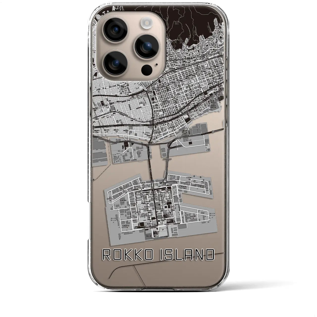 【六甲アイランド(兵庫県)】地図柄iPhoneケース(クリアタイプ)