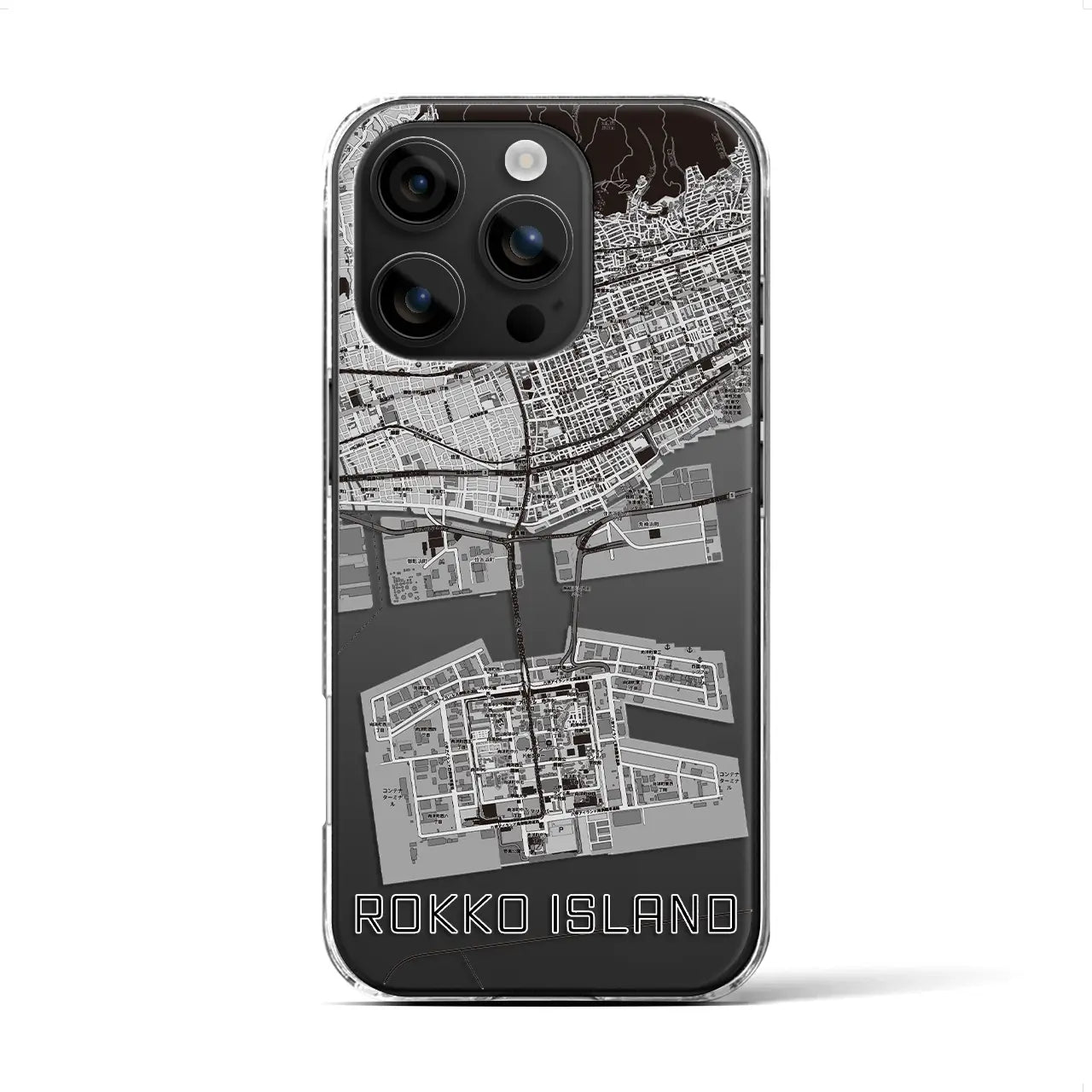 【六甲アイランド(兵庫県)】地図柄iPhoneケース(クリアタイプ)