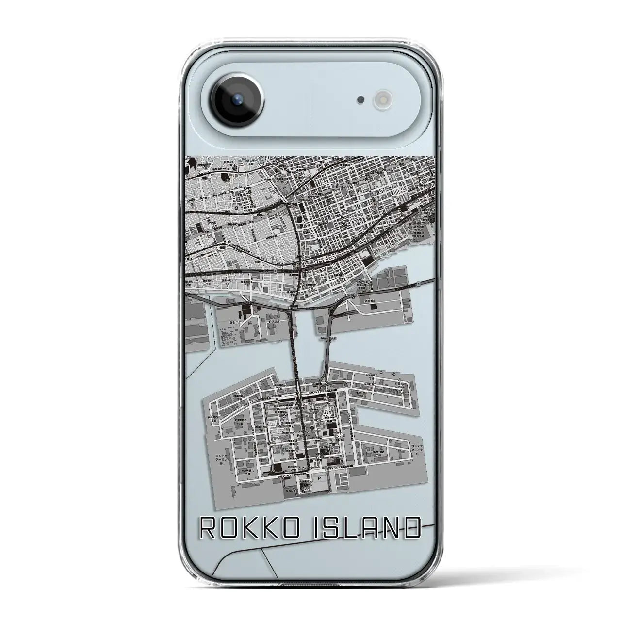 【六甲アイランド(兵庫県)】地図柄iPhoneケース(クリアタイプ)