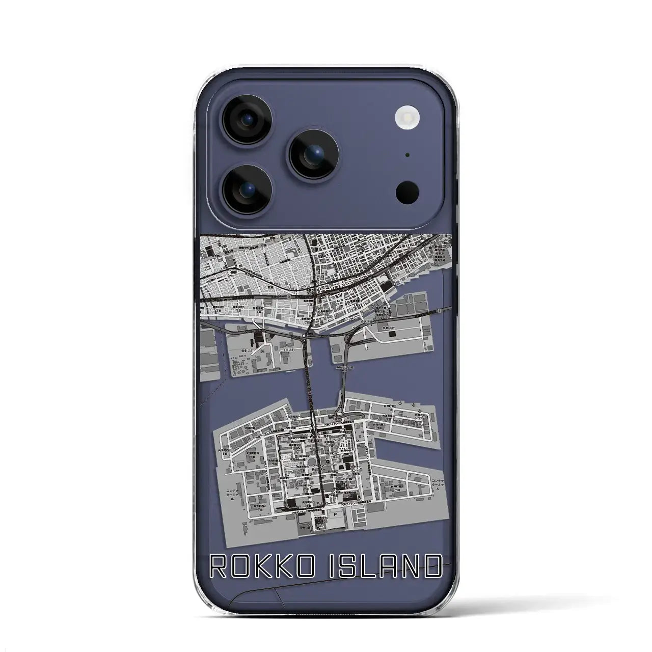 【六甲アイランド(兵庫県)】地図柄iPhoneケース(クリアタイプ)