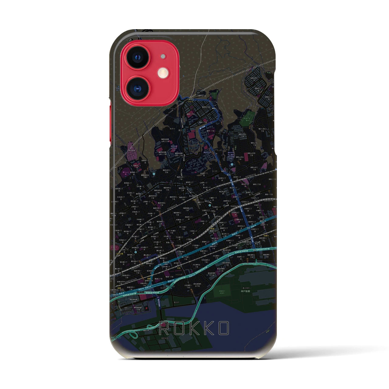 【六甲(兵庫県)】地図柄iPhoneケース(バックカバータイプ)
