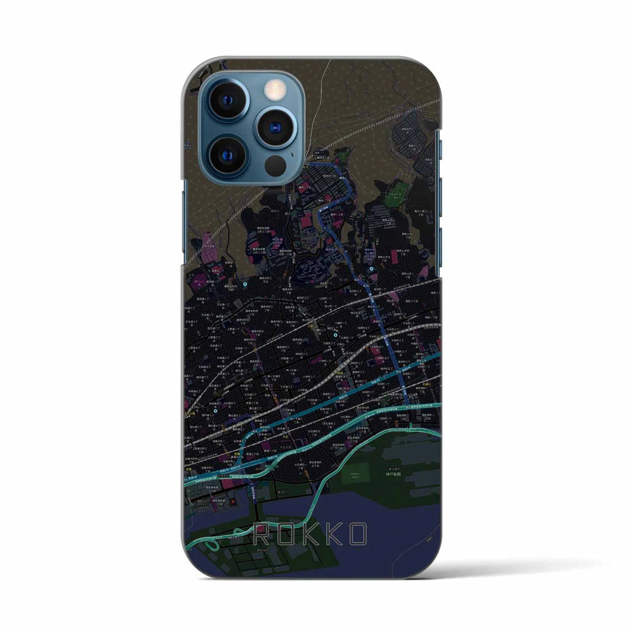 【六甲(兵庫県)】地図柄iPhoneケース(バックカバータイプ)