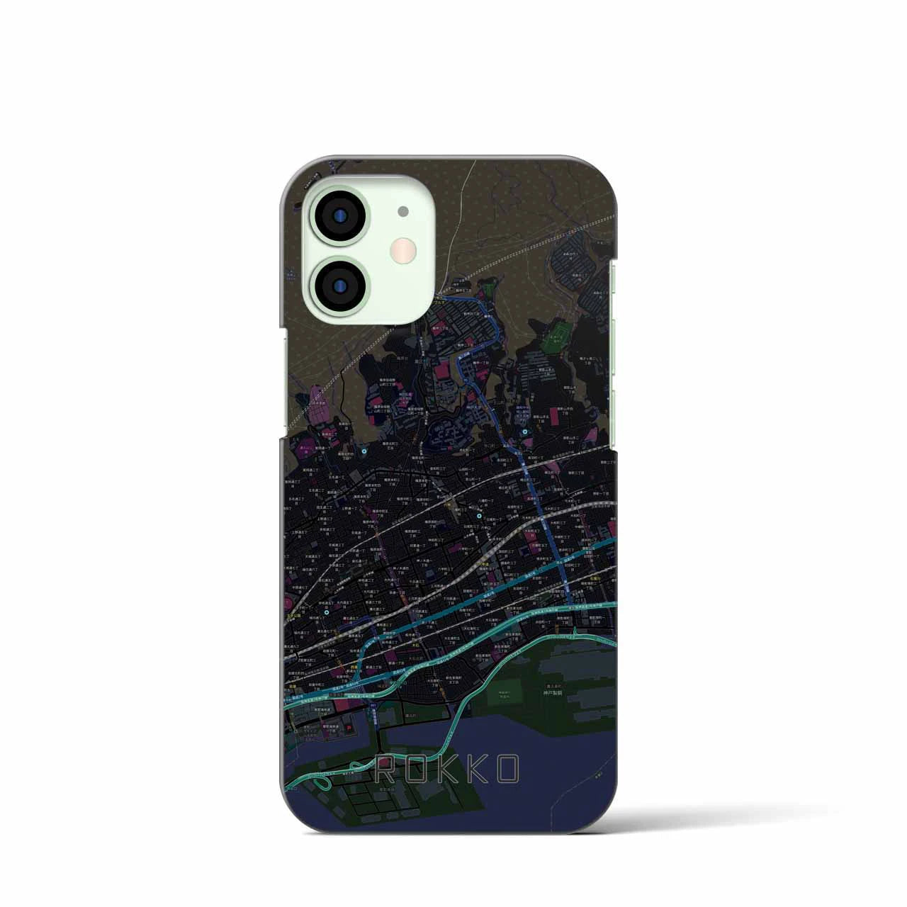 【六甲(兵庫県)】地図柄iPhoneケース(バックカバータイプ)
