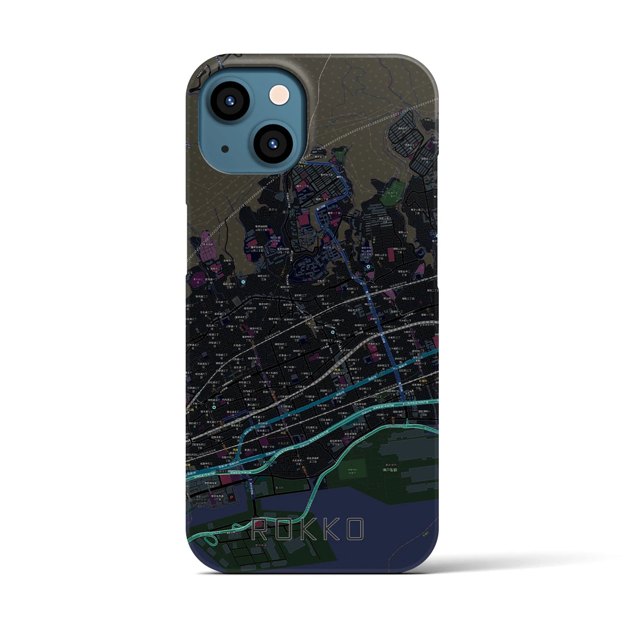 【六甲(兵庫県)】地図柄iPhoneケース(バックカバータイプ)