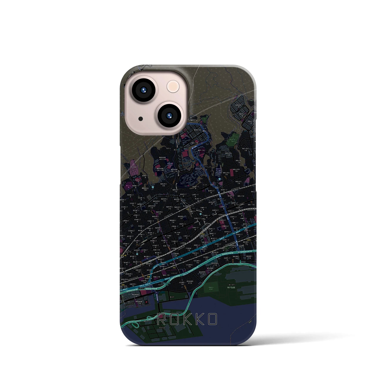 【六甲(兵庫県)】地図柄iPhoneケース(バックカバータイプ)