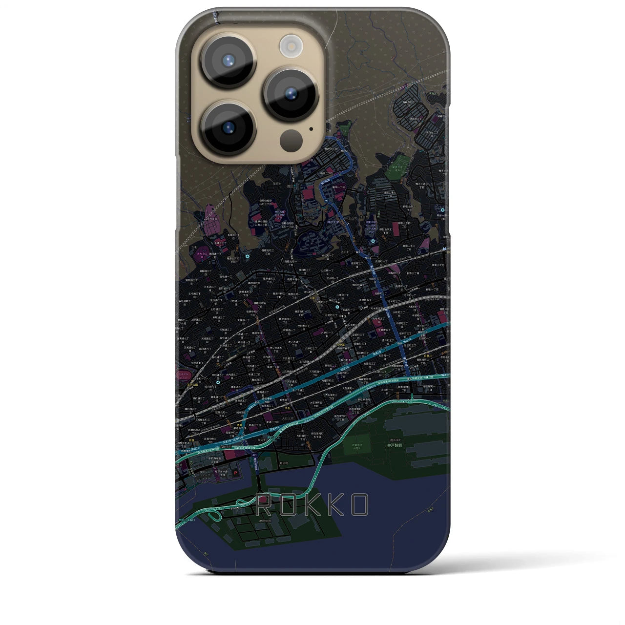 【六甲(兵庫県)】地図柄iPhoneケース(バックカバータイプ)