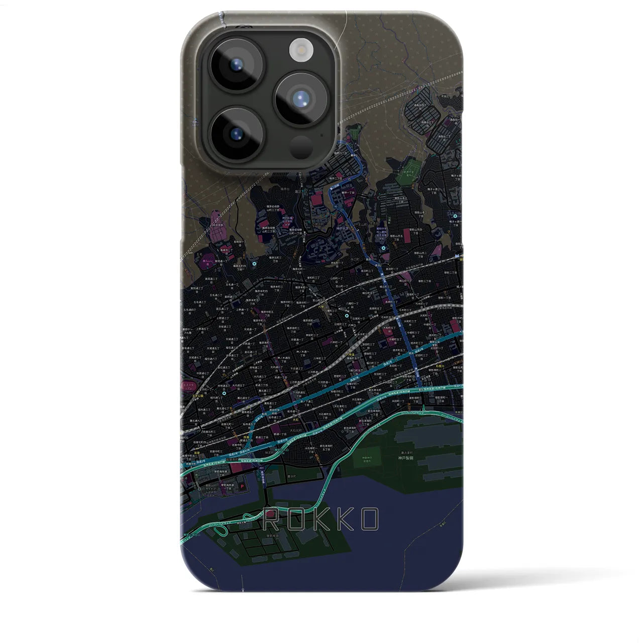 【六甲(兵庫県)】地図柄iPhoneケース(バックカバータイプ)