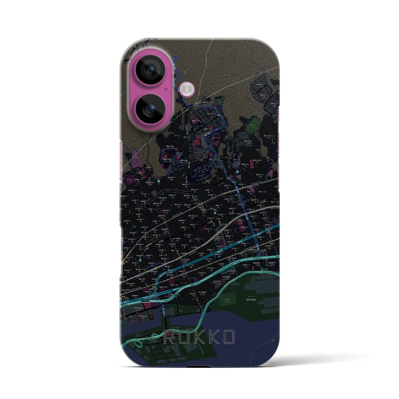 【六甲(兵庫県)】地図柄iPhoneケース(バックカバータイプ)