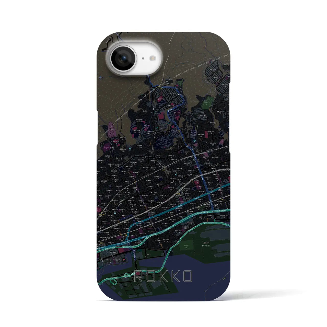 【六甲(兵庫県)】地図柄iPhoneケース(バックカバータイプ)