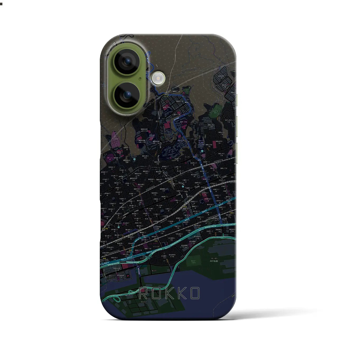 【六甲(兵庫県)】地図柄iPhoneケース(バックカバータイプ)