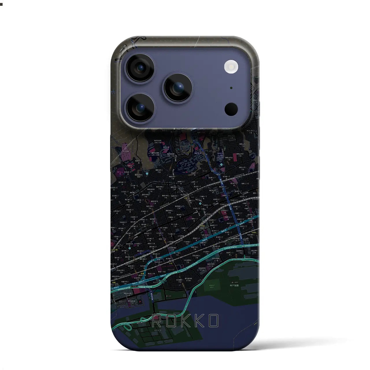 【六甲(兵庫県)】地図柄iPhoneケース(バックカバータイプ)