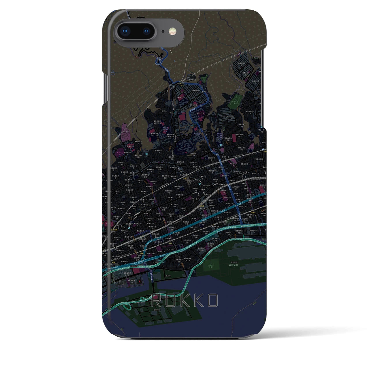 【六甲(兵庫県)】地図柄iPhoneケース(バックカバータイプ)