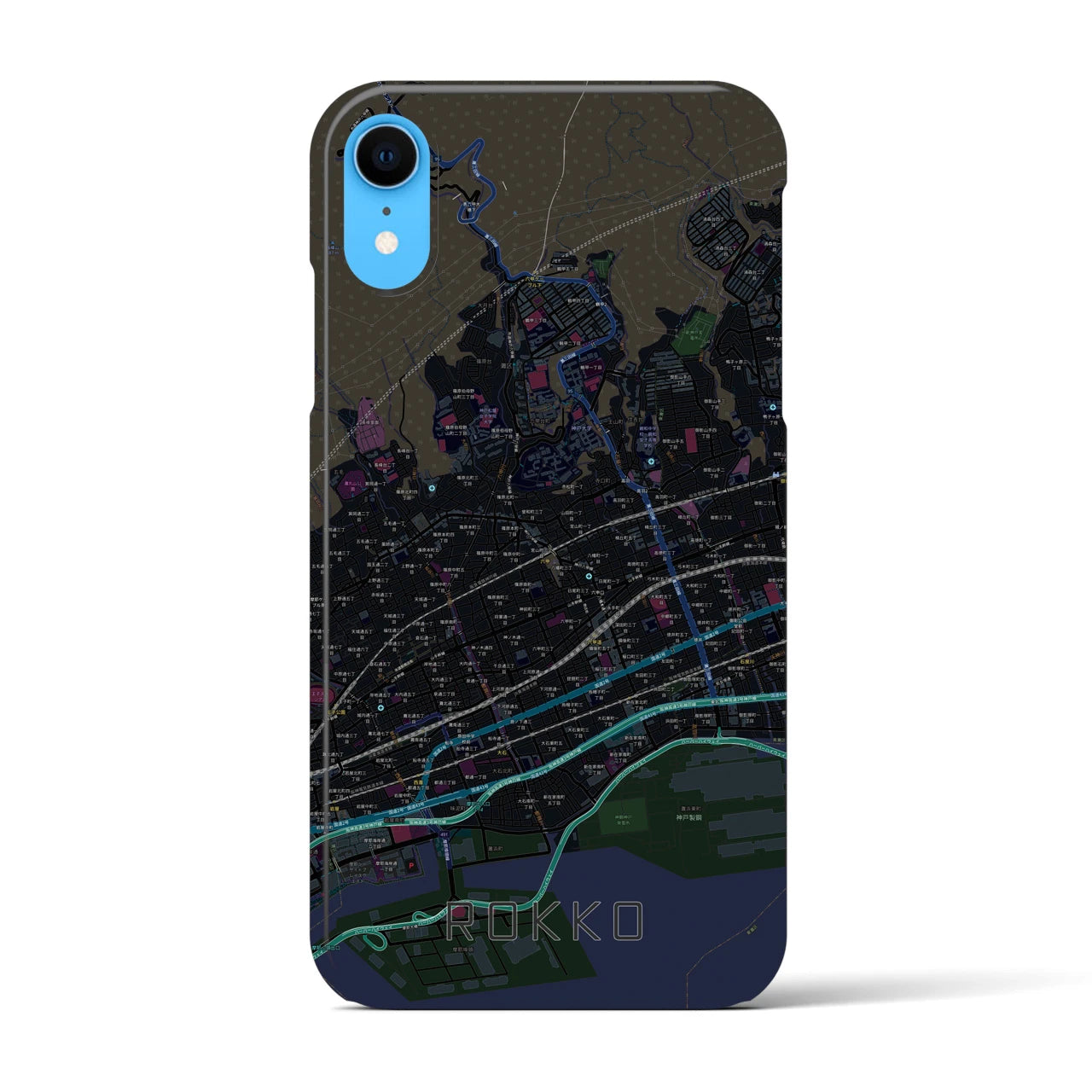【六甲(兵庫県)】地図柄iPhoneケース(バックカバータイプ)