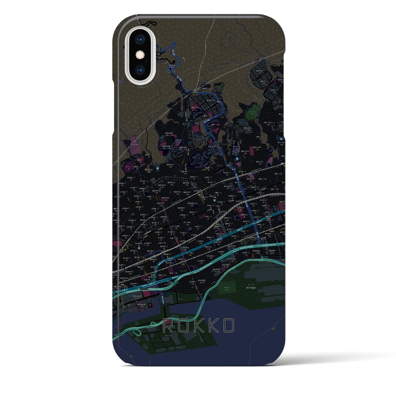 【六甲(兵庫県)】地図柄iPhoneケース(バックカバータイプ)