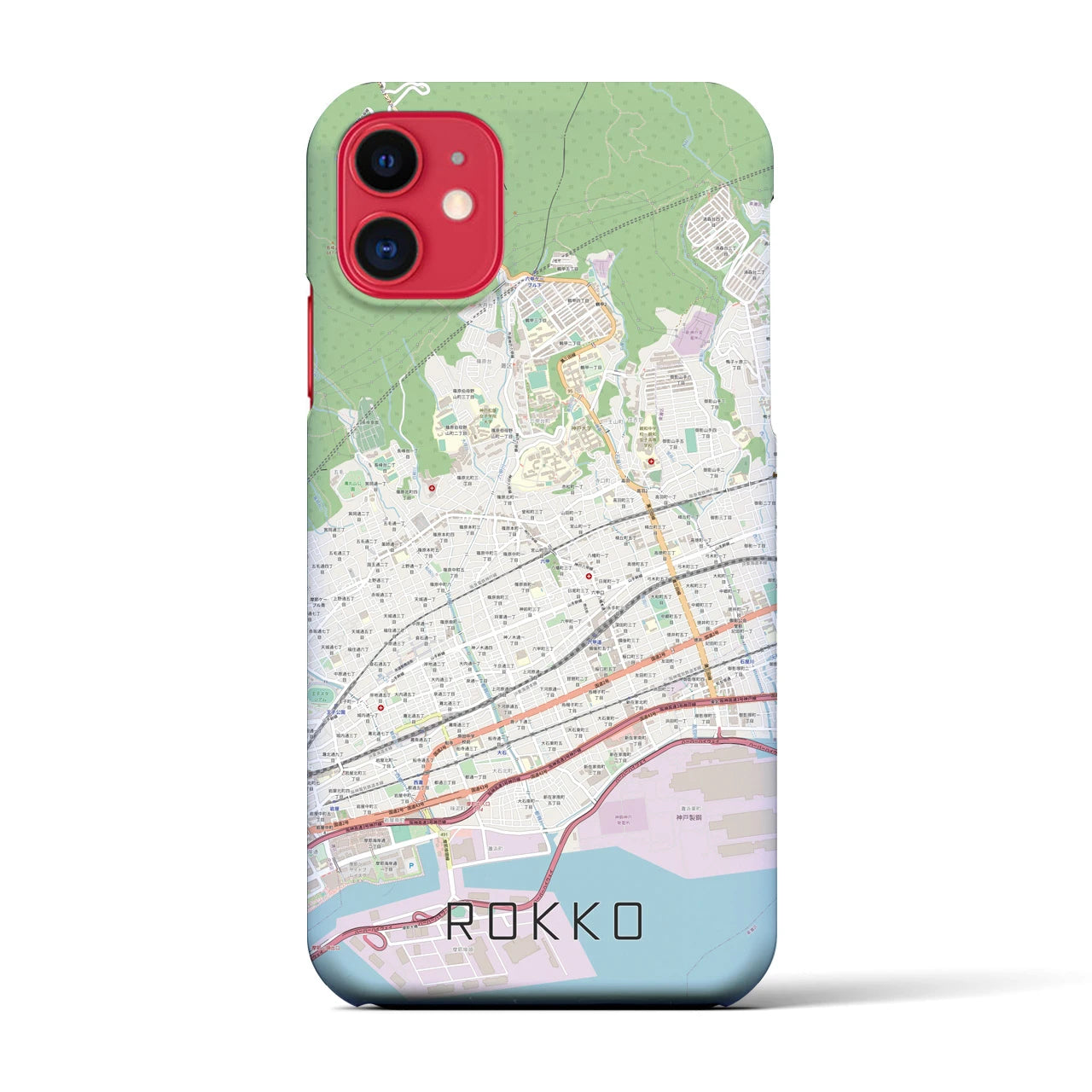 【六甲(兵庫県)】地図柄iPhoneケース(バックカバータイプ)