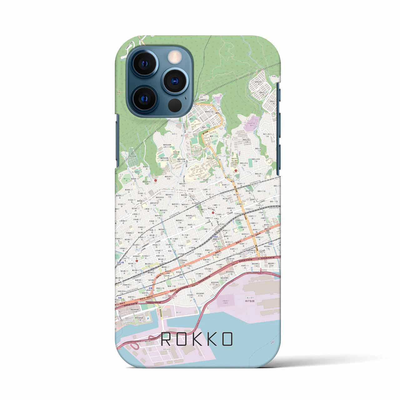 【六甲(兵庫県)】地図柄iPhoneケース(バックカバータイプ)