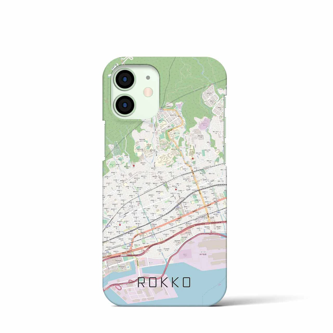 【六甲(兵庫県)】地図柄iPhoneケース(バックカバータイプ)