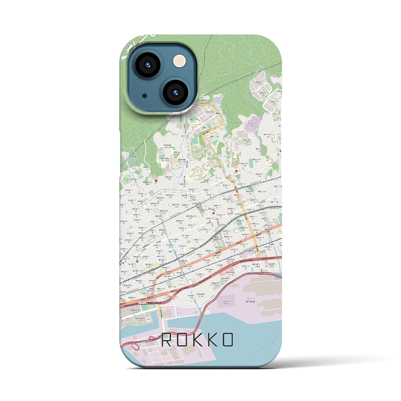 【六甲(兵庫県)】地図柄iPhoneケース(バックカバータイプ)