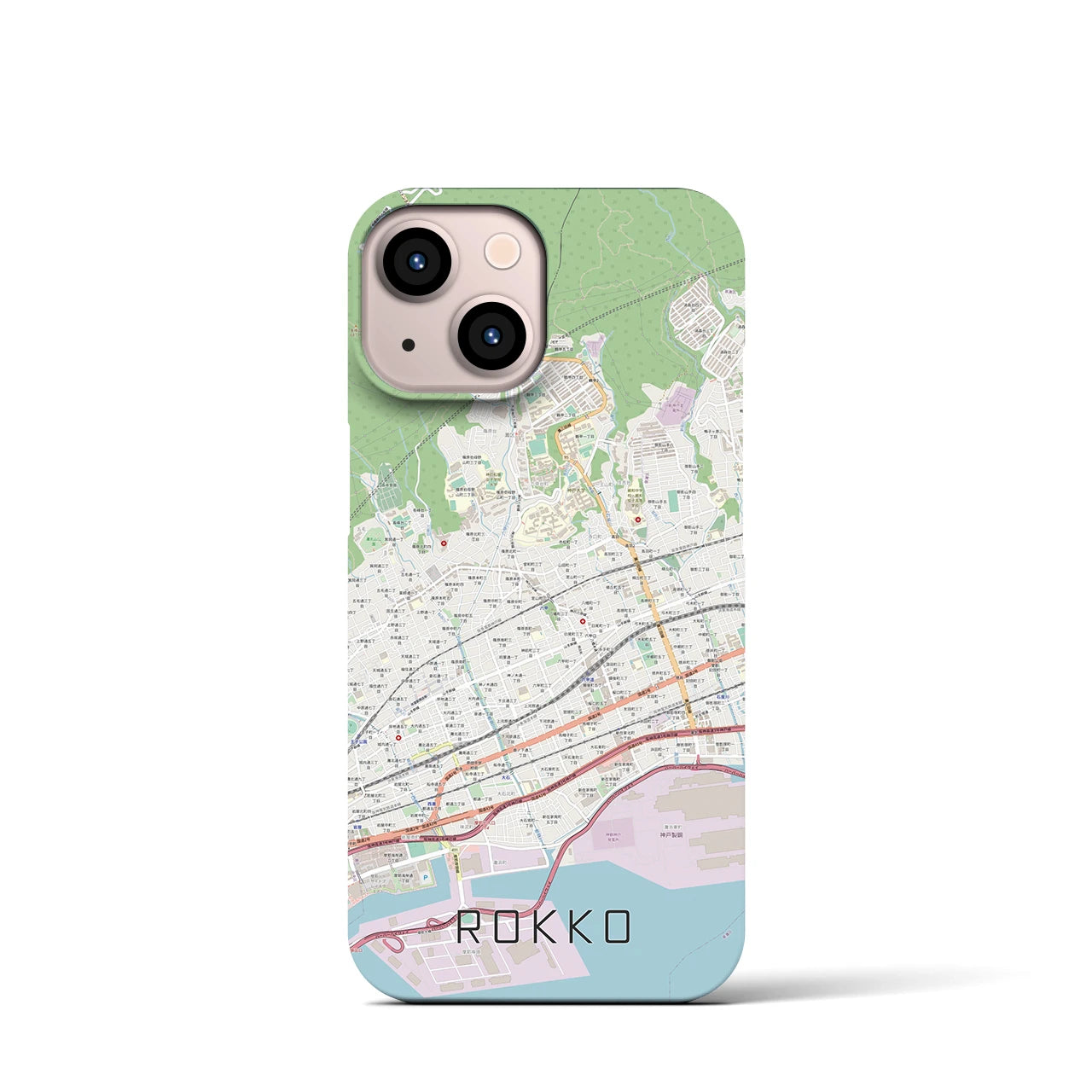 【六甲(兵庫県)】地図柄iPhoneケース(バックカバータイプ)