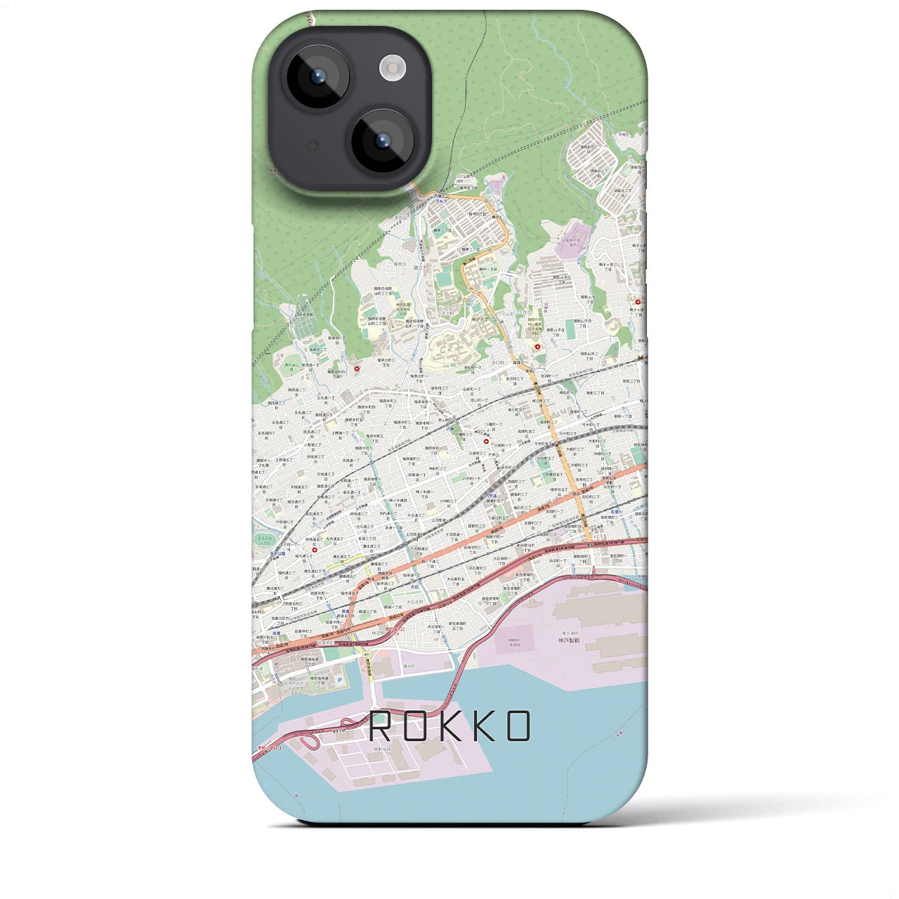 【六甲(兵庫県)】地図柄iPhoneケース(バックカバータイプ)