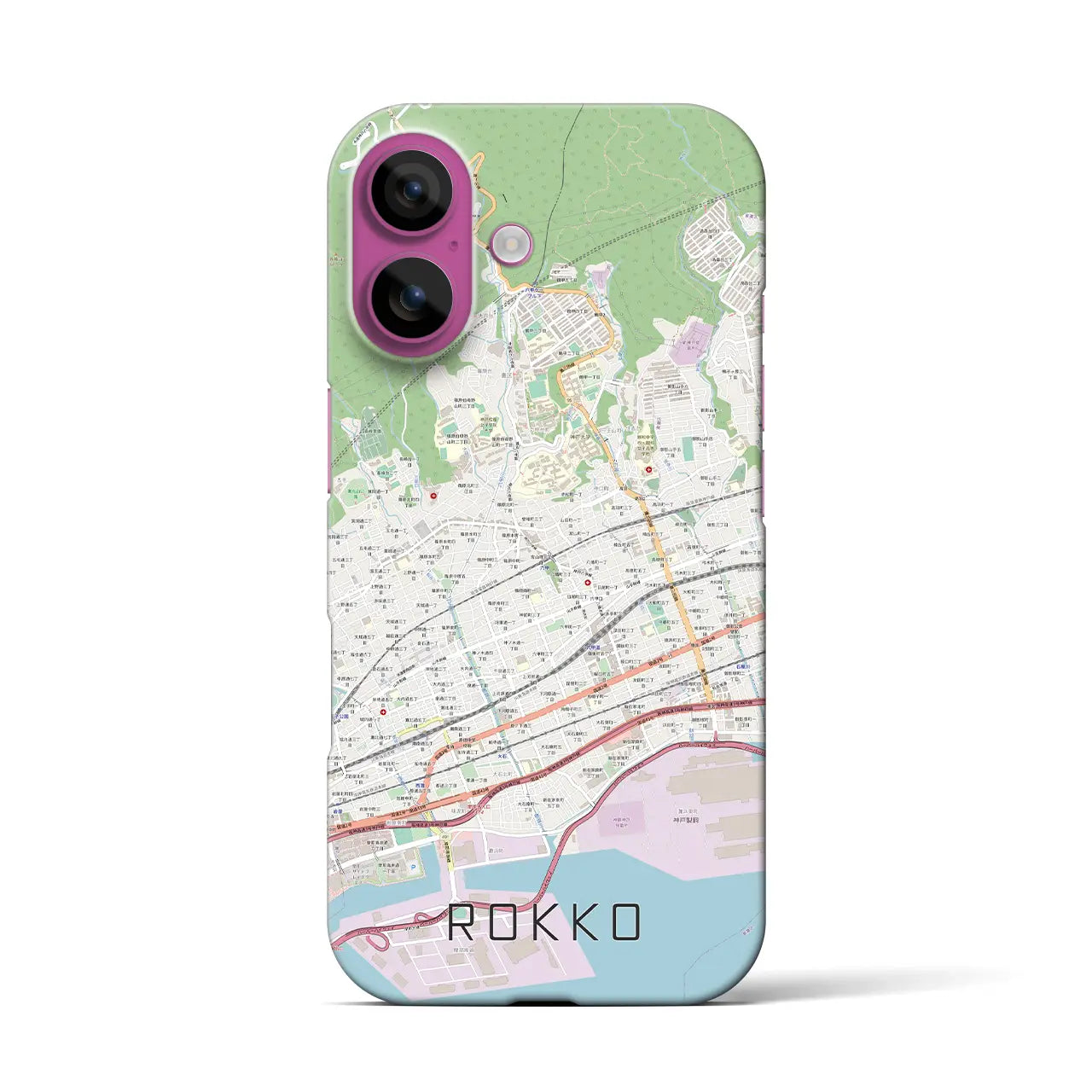 【六甲(兵庫県)】地図柄iPhoneケース(バックカバータイプ)