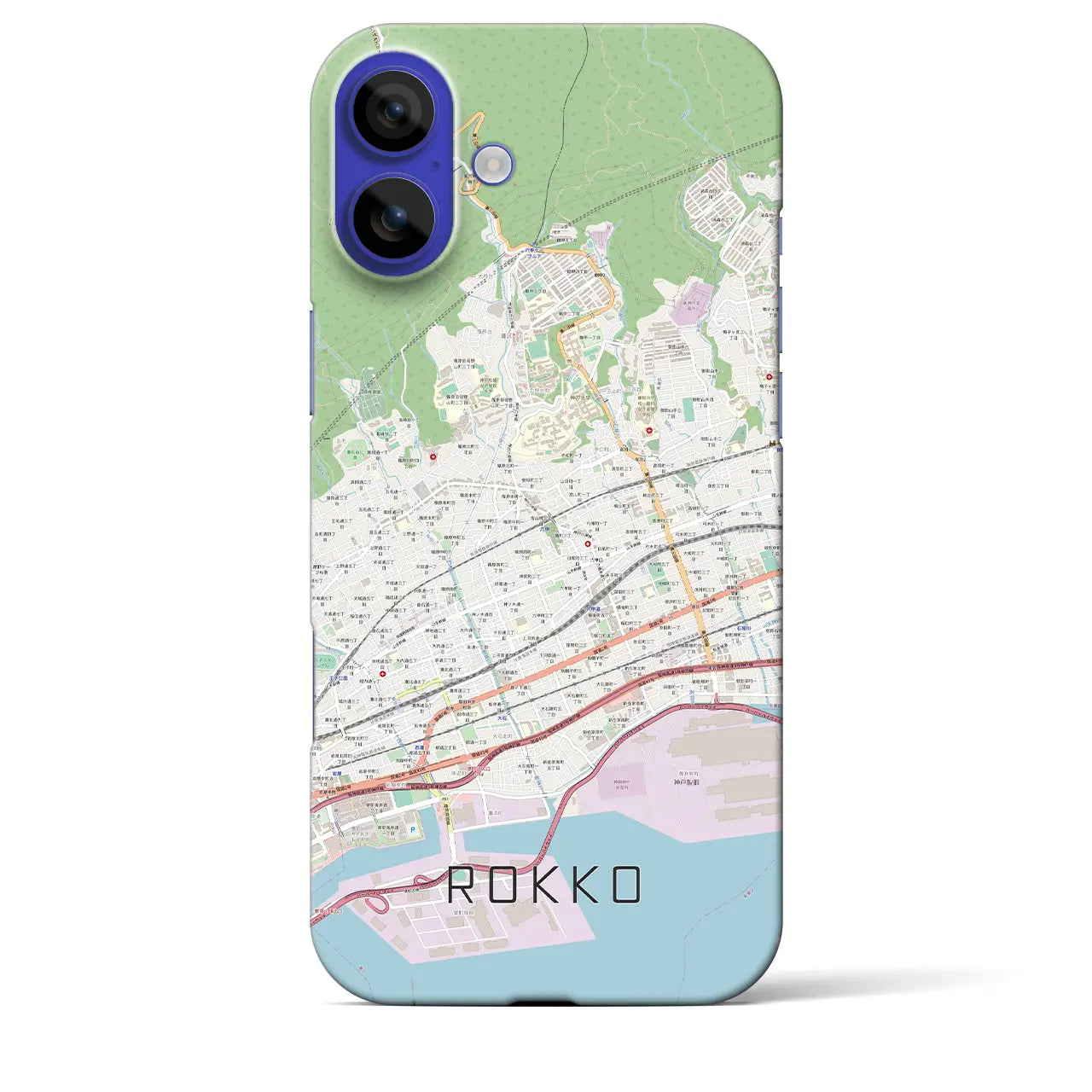 【六甲(兵庫県)】地図柄iPhoneケース(バックカバータイプ)