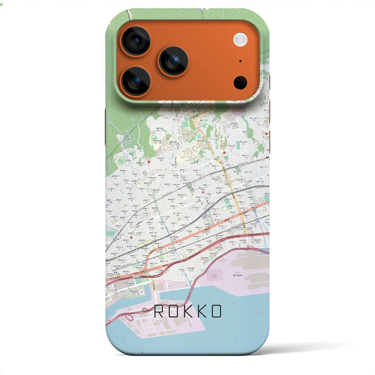 【六甲(兵庫県)】地図柄iPhoneケース(バックカバータイプ)