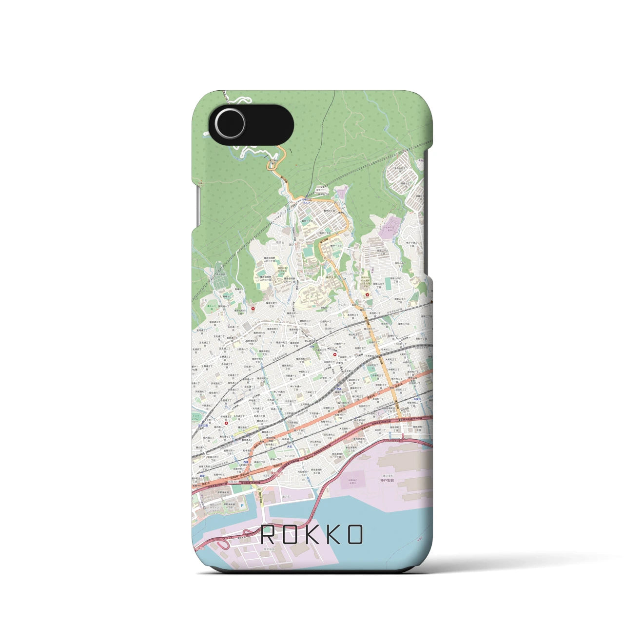 【六甲(兵庫県)】地図柄iPhoneケース(バックカバータイプ)