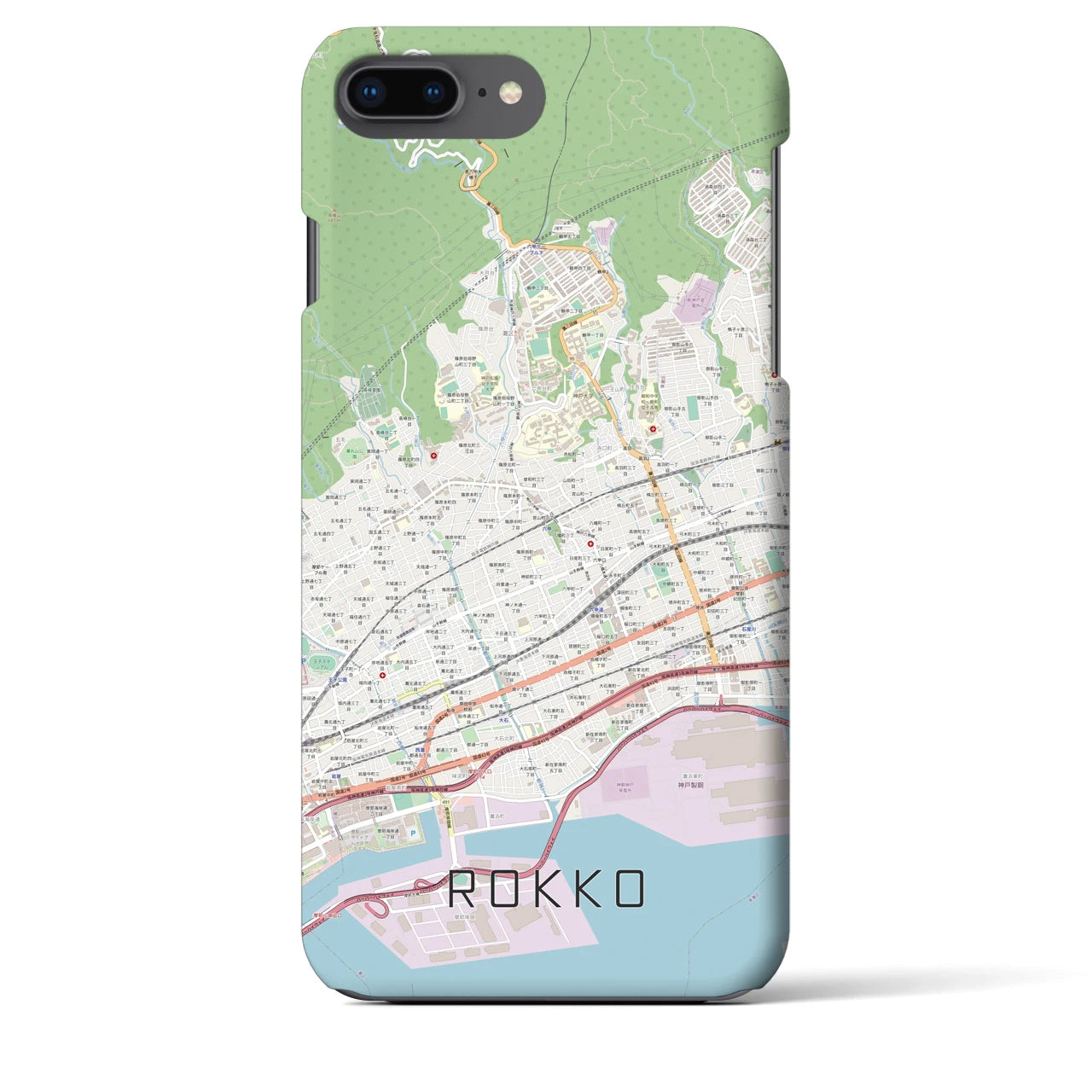 【六甲(兵庫県)】地図柄iPhoneケース(バックカバータイプ)