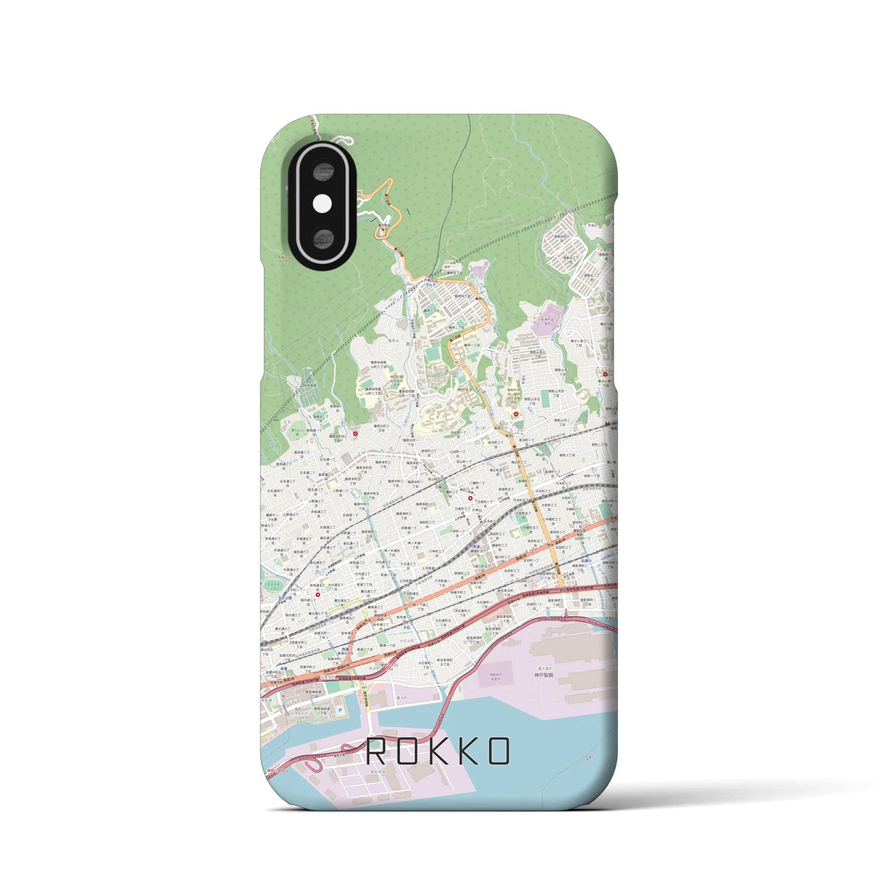 【六甲(兵庫県)】地図柄iPhoneケース(バックカバータイプ)