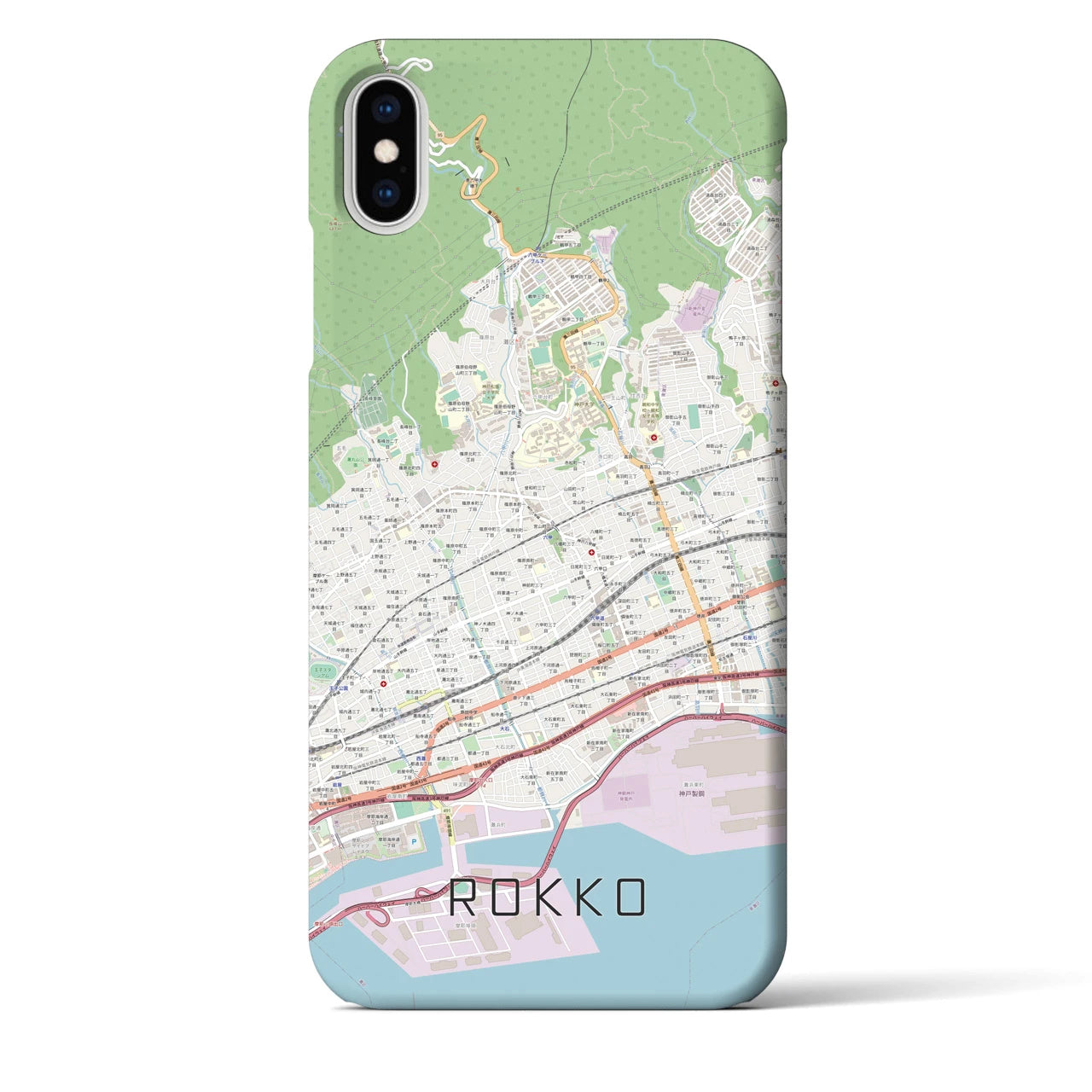 【六甲(兵庫県)】地図柄iPhoneケース(バックカバータイプ)