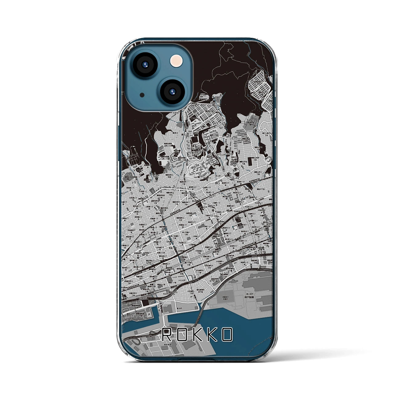 【六甲(兵庫県)】地図柄iPhoneケース(クリアタイプ)