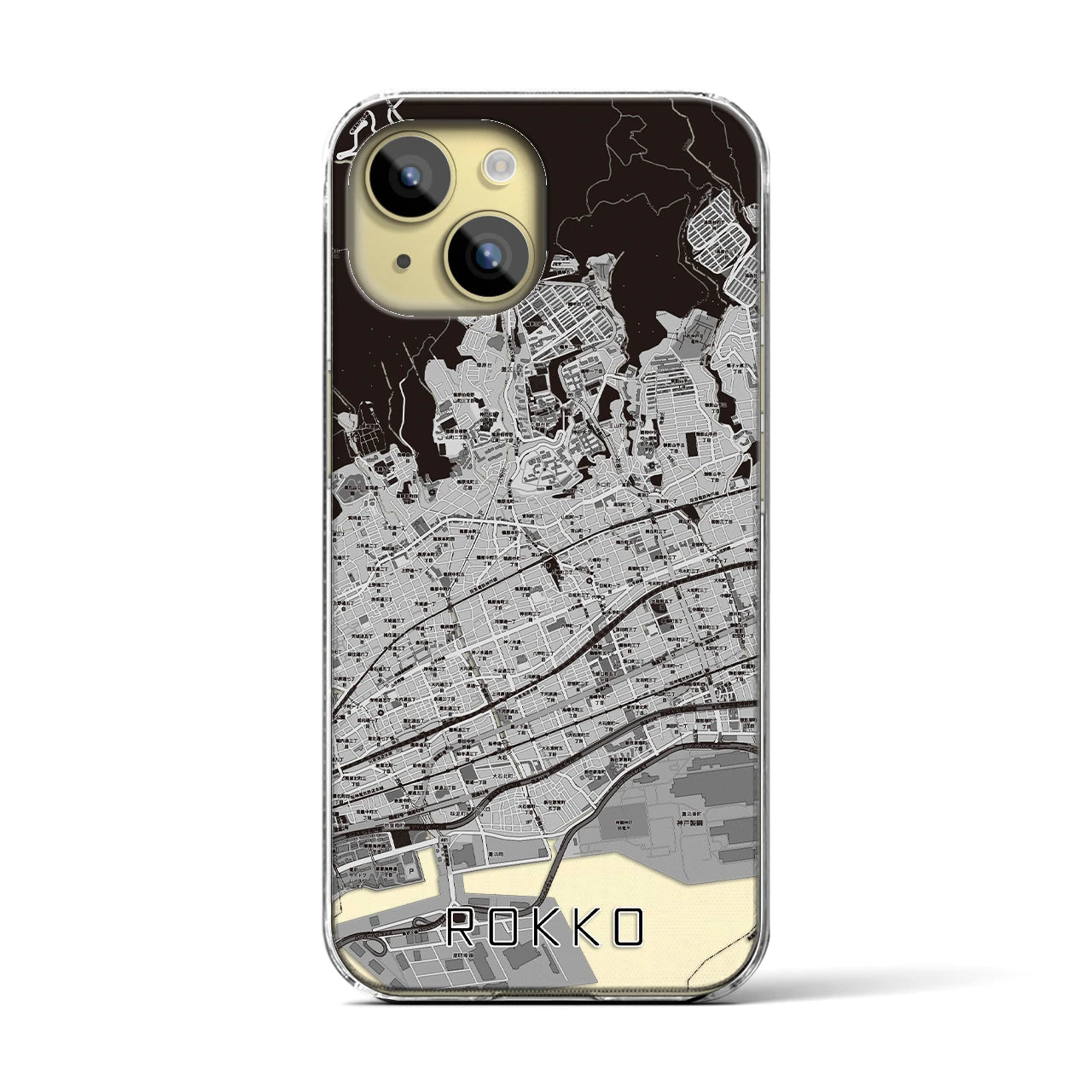 【六甲(兵庫県)】地図柄iPhoneケース(クリアタイプ)