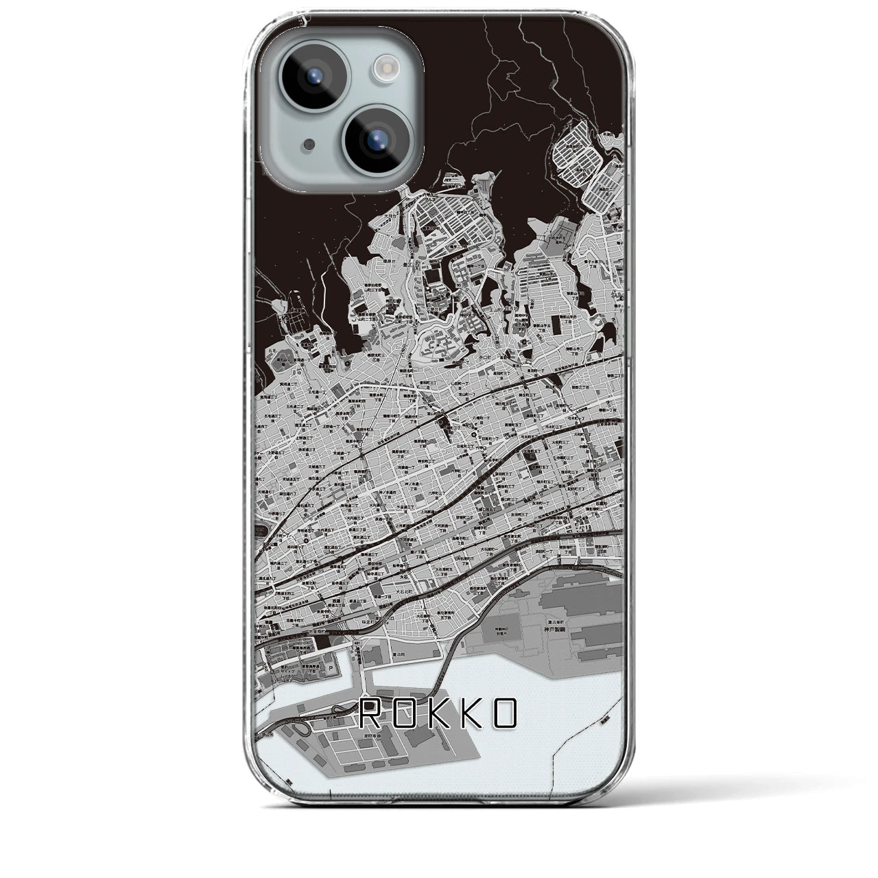 【六甲(兵庫県)】地図柄iPhoneケース(クリアタイプ)