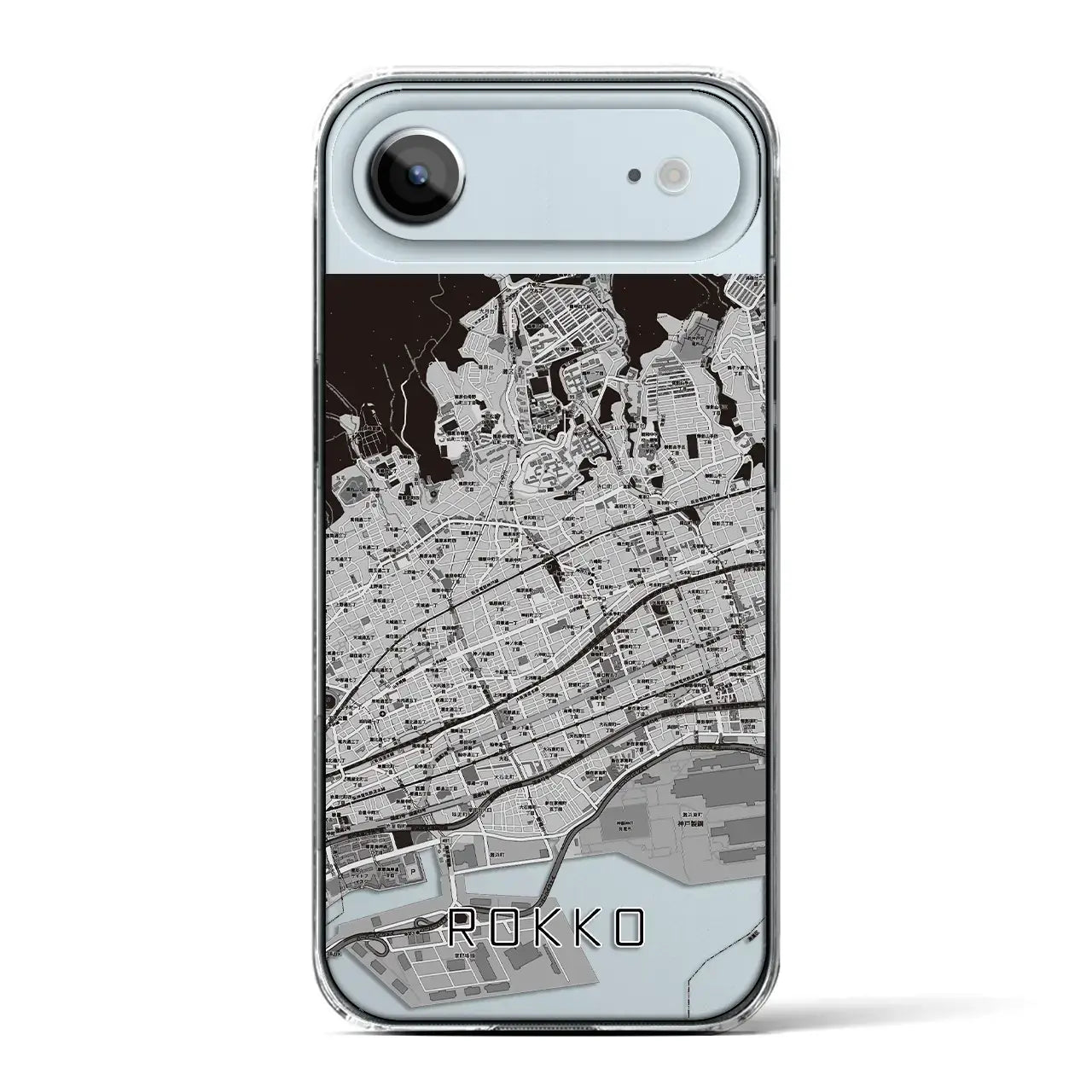 【六甲(兵庫県)】地図柄iPhoneケース(クリアタイプ)モノトーン・iPhone 17 Pro Max 用