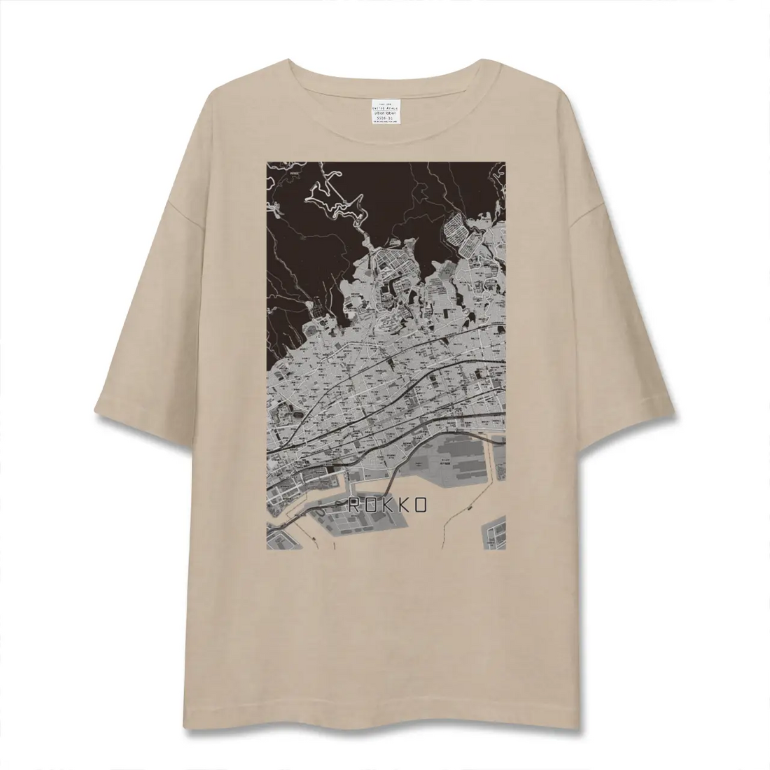 【六甲(兵庫県)】地図柄ビッグシルエットTシャツ