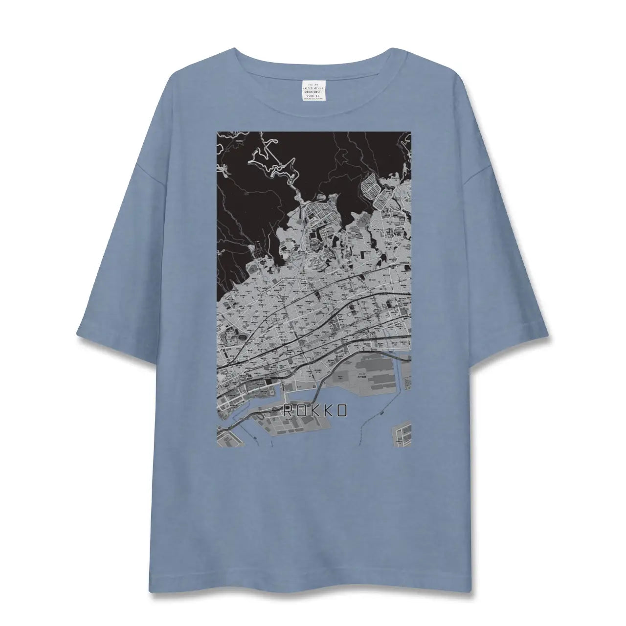 【六甲(兵庫県)】地図柄ビッグシルエットTシャツ