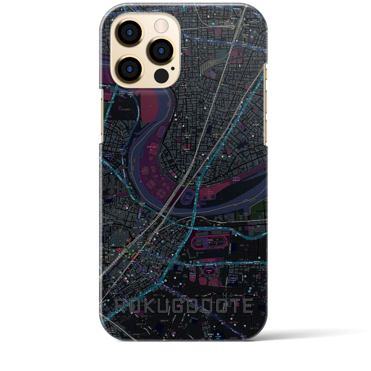 【六郷土手(東京都)】地図柄iPhoneケース(バックカバータイプ)