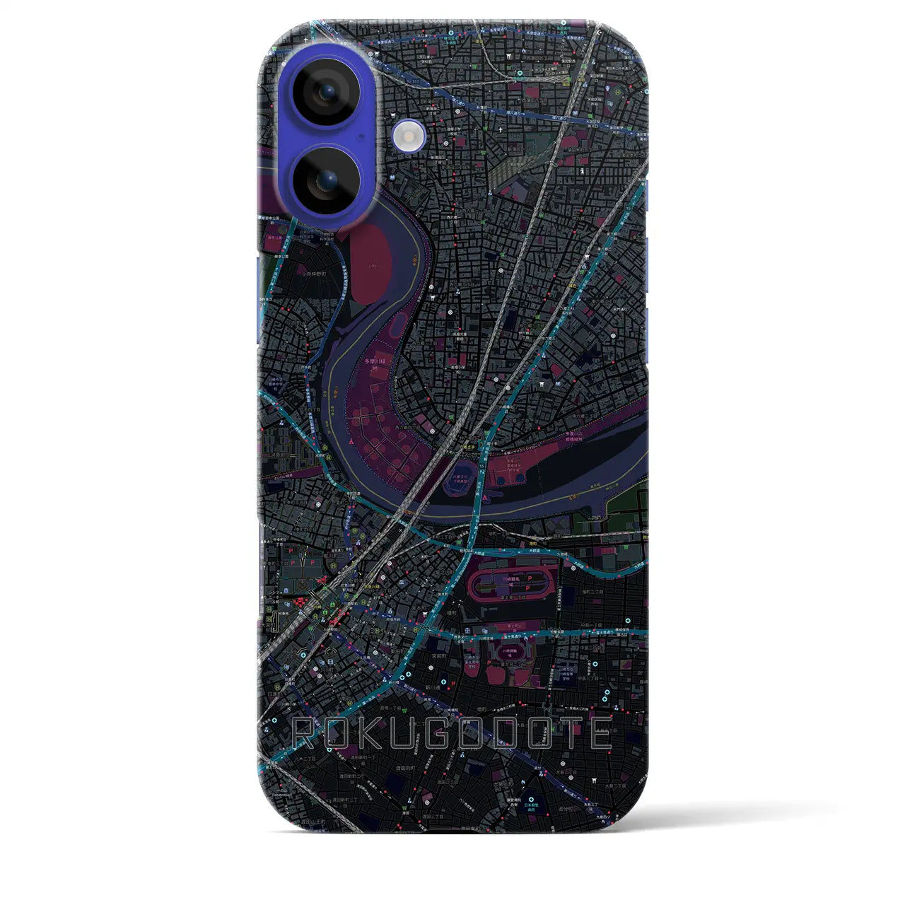 【六郷土手(東京都)】地図柄iPhoneケース(バックカバータイプ)