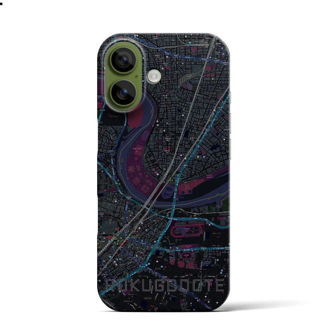 【六郷土手(東京都)】地図柄iPhoneケース(バックカバータイプ)