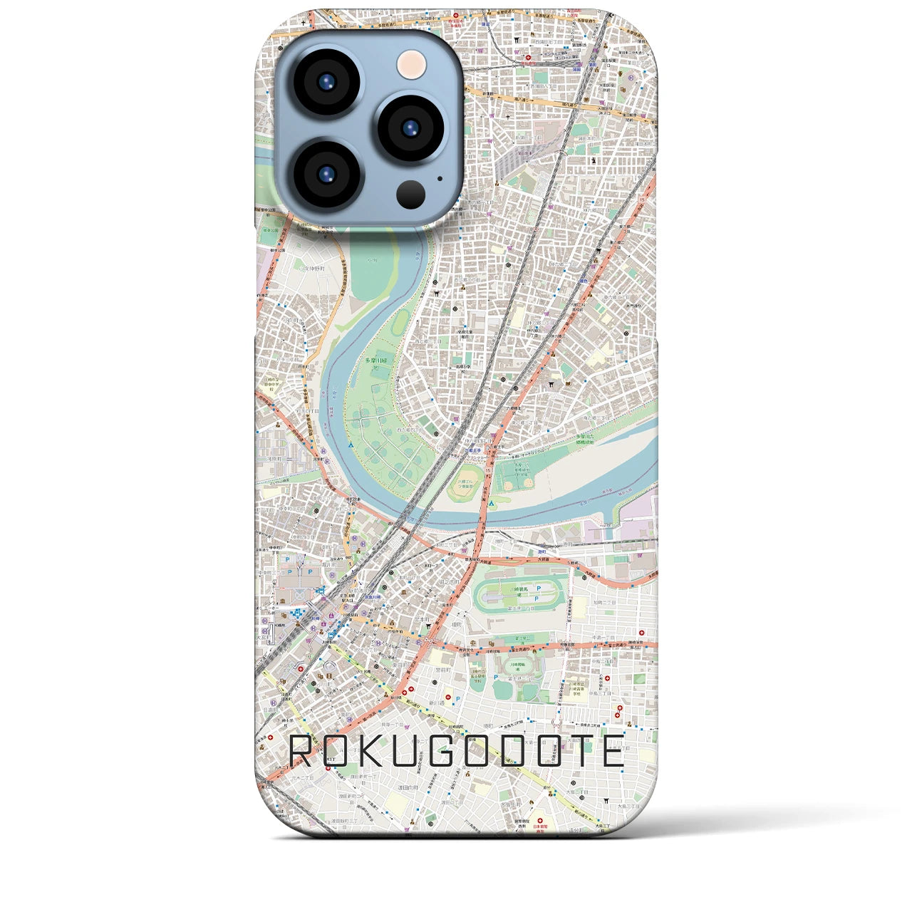 【六郷土手(東京都)】地図柄iPhoneケース(バックカバータイプ)
