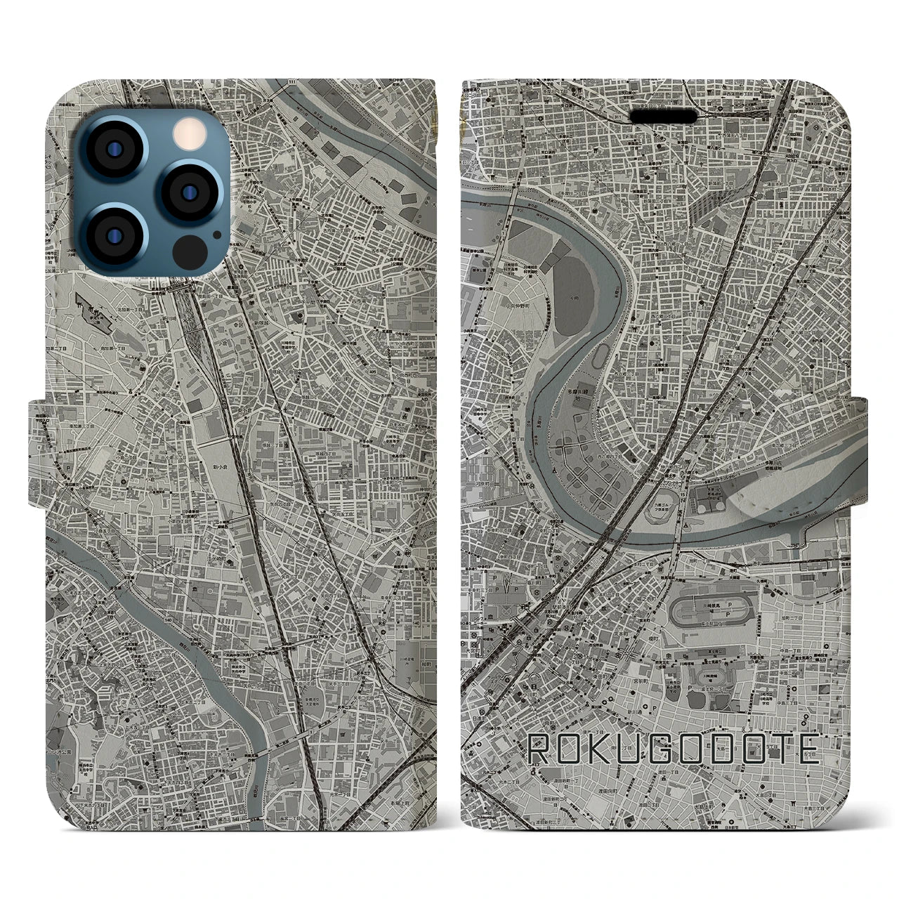 【六郷土手(東京都)】地図柄iPhoneケース(手帳タイプ)