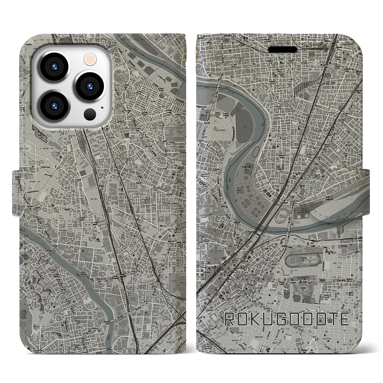 【六郷土手(東京都)】地図柄iPhoneケース(手帳タイプ)