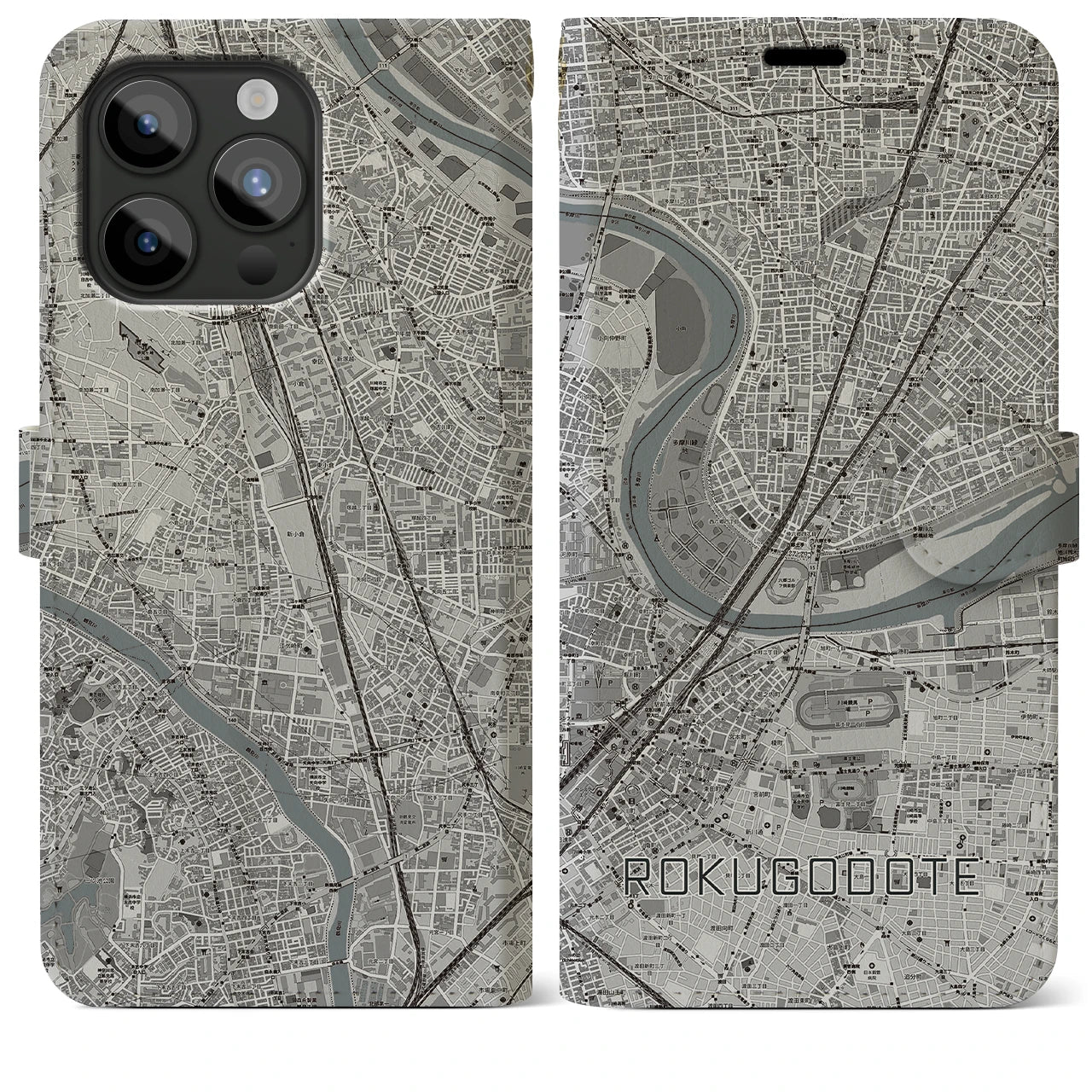 【六郷土手(東京都)】地図柄iPhoneケース(手帳タイプ)