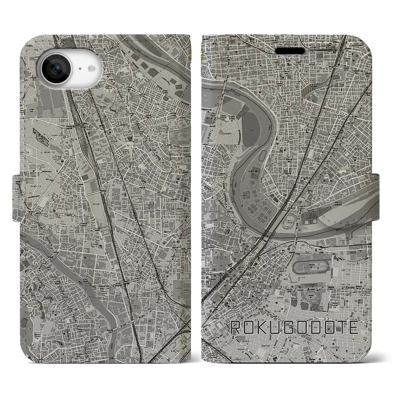 【六郷土手(東京都)】地図柄iPhoneケース(手帳タイプ)