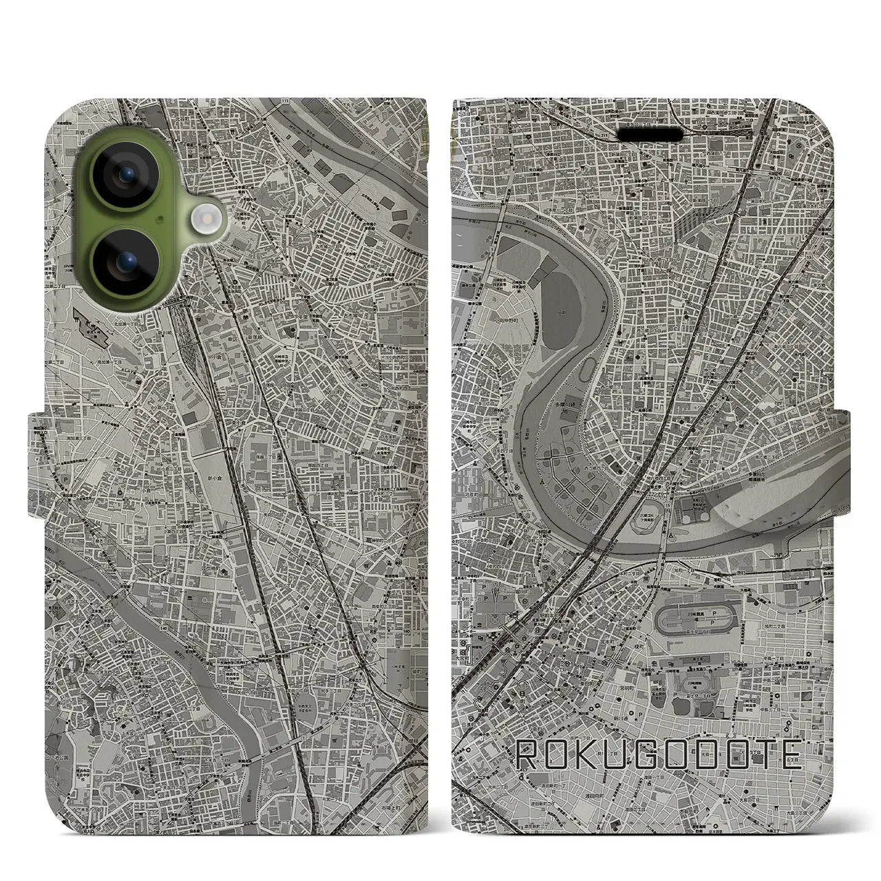 【六郷土手(東京都)】地図柄iPhoneケース(手帳タイプ)