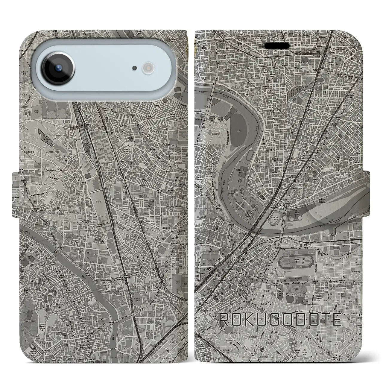【六郷土手(東京都)】地図柄iPhoneケース(手帳タイプ)