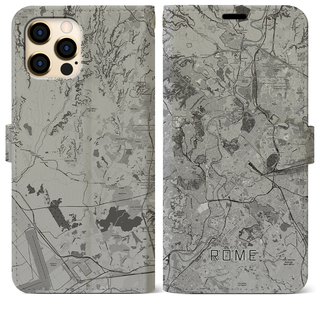 【ローマ(イタリア)】地図柄iPhoneケース(手帳タイプ)