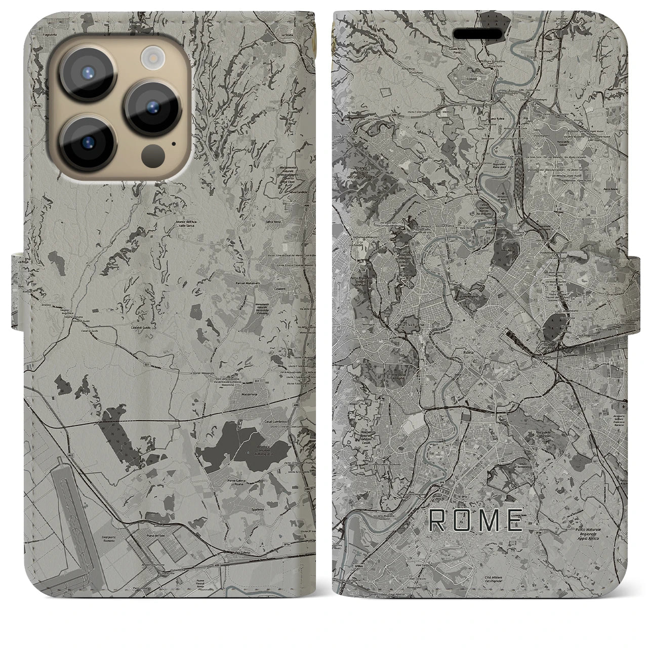 【ローマ(イタリア)】地図柄iPhoneケース(手帳タイプ)