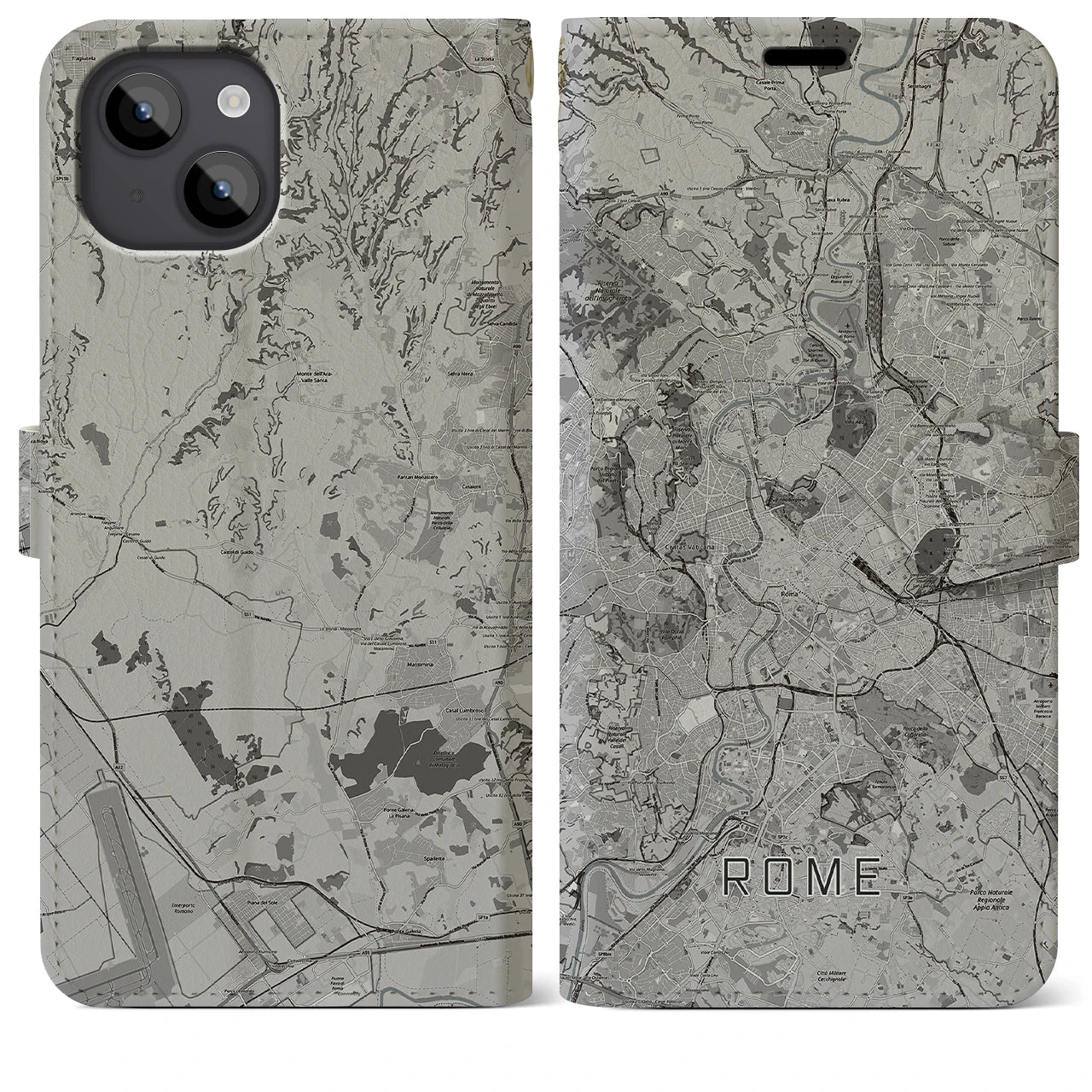 【ローマ(イタリア)】地図柄iPhoneケース(手帳タイプ)